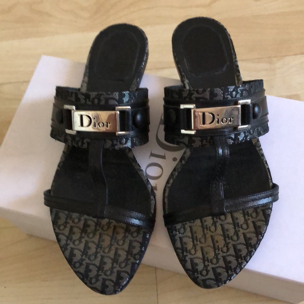 Dior Button Flat T Strap Slides - image 2